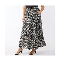 Estelle Plus Sea Lily Tiered Skirt