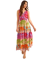 Vince Camuto Women's Printed Surplice-Neck Maxi Dress