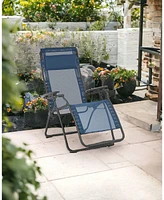 Reclining Steel Zero Gravity Chair with Cushion for Lawn Deck and Poolside