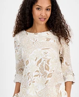 Charter Club Women's Printed 100% Linen Top, Exclusively at Macy's