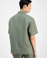 Alfani Men's Quarter-Zip Linen Shirt, Exclusively at Macy's
