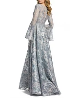 Mac Duggal Women's Embellished Illusion Bell Sleeve A Line Gown