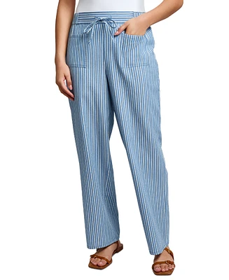 Jones New York Petite Cotton Patch-Pocket Drawstring Pants