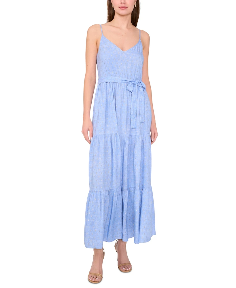 Msk Women's Belted Tiered Sleeveless Maxi Dress