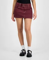 Celebrity Pink Juniors' Double-Button Contrast-Stitch Mini Skirt