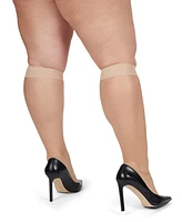 MeMoi Women's 2 Pair Pack Silky Sheer Curvy Knee Highs Mm-4210