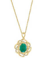 Effy Emerald (1-1/2 ct. t.w.) & Diamond (1/6 ct. t.w.) Spiral 18" Pendant Necklace in 14k Gold