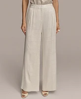 Donna Karan New York Women's Linen-Blend Jacquard Wide-Leg Pants