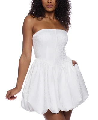 B Darlin Juniors' Jacquard Strapless Bubble Dress