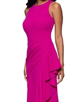 Betsy & Adam Women's Scuba Sleeveless Ruffled-Slit Dress