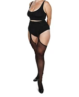 MeMoi Plus Curvy Suspender Lace Trim Pantyhose Mm-2619
