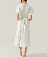 Astr the Label Women's Citrine Puff-Sleeve Linen & Cotton Midi Dress