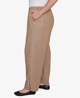 Alfred Dunner Plus Summer Solstice Relaxed Button Detail Pull On Ankle Pants
