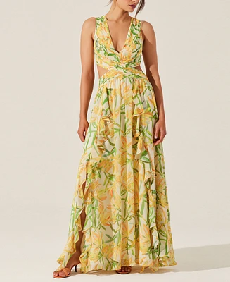 Astr the Label Women's Noya Floral-Print Open-Back Gown