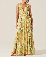 Astr the Label Women's Noya Floral-Print Open-Back Gown
