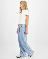 Vanilla Star Juniors' Drawstring Wide-Leg Jeans