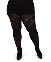 MeMoi Plus Diamond Opaque Curvy Control Top Tights Mm-2322