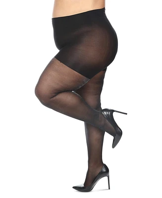 MeMoi Women's Curvy Sparkle Sheer Nylon Control Top Tights Mm-2304