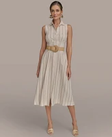 Donna Karan New York Women's Striped Belted Shirt Dress
