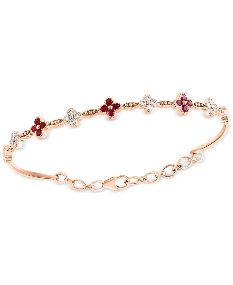 Lali Jewels Ruby (1/2 ct. t.w.) & Diamond (1/3 ct. t.w.) Bangle Bracelet in 14k Rose Gold