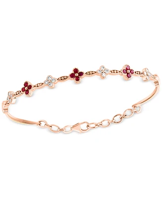 Lali Jewels Ruby (1/2 ct. t.w.) & Diamond (1/3 ct. t.w.) Bangle Bracelet in 14k Rose Gold