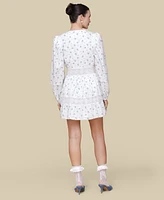 Avec Les Filles Women's Cotton Lace-Trim Floral-Print Mini Dress
