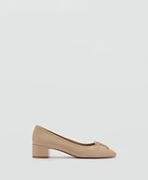 Mango Women's Bow Detail Heeled Leather Shoes