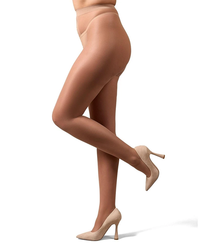 MeMoi Women's Crystal Sheer Non-Control Top Pantyhose Mm-209