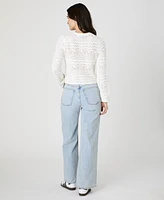 French Connection Women's Cropped Crotchet-Bobble Long Sleeve Sweater
