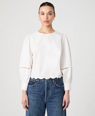 French Connection Women's Alissa Cotton Broiderie Long-Sleeve Top