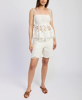 En Saison Women's Courtney Cotton Peplum Top