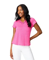 Cable & Gauge Women's Crochet Lace V-Neck Tshirt