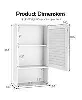 Gymax 27.5'' H Wall Cabinet Hanging Bathroom Storage Cabinet Adjustable Shelf