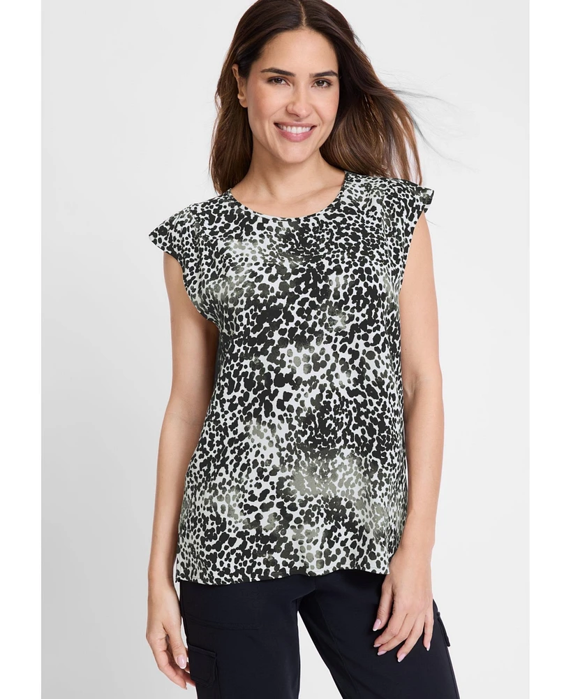 Olsen Women's Modern Animal Print Blouse