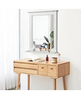 Gymax Bathroom Wall Mirror W/Shelf Square Vanity Makeup Mirror Multipurpose Usage