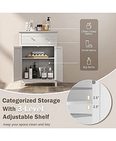 Gymax Bathroom Storage Cabinet Free Standing Large Drawer W/Adjustable Shelf