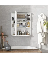 Gymax Bathroom Wall Medicine Cabinet Wall Mounted Storage Organizer w/ Mirror Door