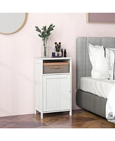 Gymax Bathroom Floor Storage Cabinet Side Table Adjustable Shelf Organize Freestanding