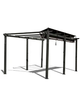 11 X 16 Ft Outdoor Living Retractable Pergola with Weather-Resistant Canopy Aluminum Garden Patio Grill Gazebo for Courtyard