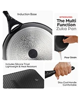 Zuka Everyday Pan 1.25 Qt. Ceramic 10 1 Nonstick Multi-Functional Saute with Lid, Nylon Spoon