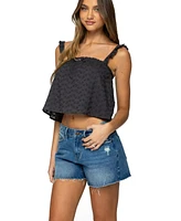 Edikted Women's Tami Eyelet Ruffle Tank Top