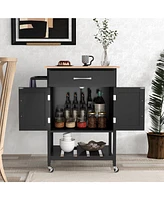 Rolling Kitchen Island Cart with Drawer and Towel Rack – Mobile Storage Prep Holder