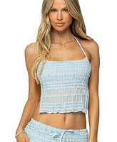 Edikted Women's Mari Backless Ruffle Chiffon Top