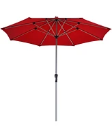Gymax 9Ft Patio Outdoor Umbrella Market Table Umbrella w/ Crank 8 Ribs