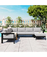 Mondawe U-shaped multi-person outdoor sofa set, suitable for gardens, backyards, and balconies