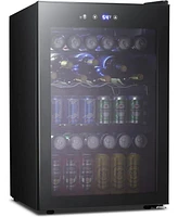 Antarctic Star 4.5 Cu.ft Beverage Cooler with Glass Door, Holds 145 Cans, Digital Temperature Control for Soda, Beer, or Wine, Compact Drink Fridge fo
