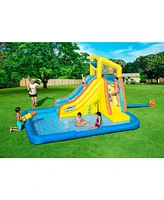 Bestway H2OGO! Beachfront Bonanza Kids Inflatable Mega Water Park with Giant Slide, Spontaneous Dump Bucket, Storage Bag, & Air Blower for Quick Setup