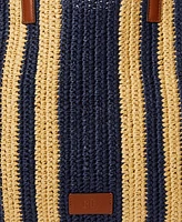 Lauren Ralph Lauren Striped Woven Straw Extra Large Wilow Tote Bag