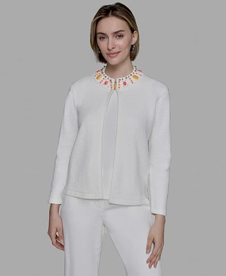 Karl Lagerfeld Paris Women's Embellished-Neck Jacket