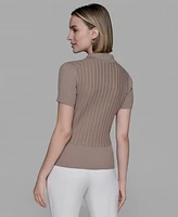 Karl Lagerfeld Paris Women's Collared Ribbed Shirt